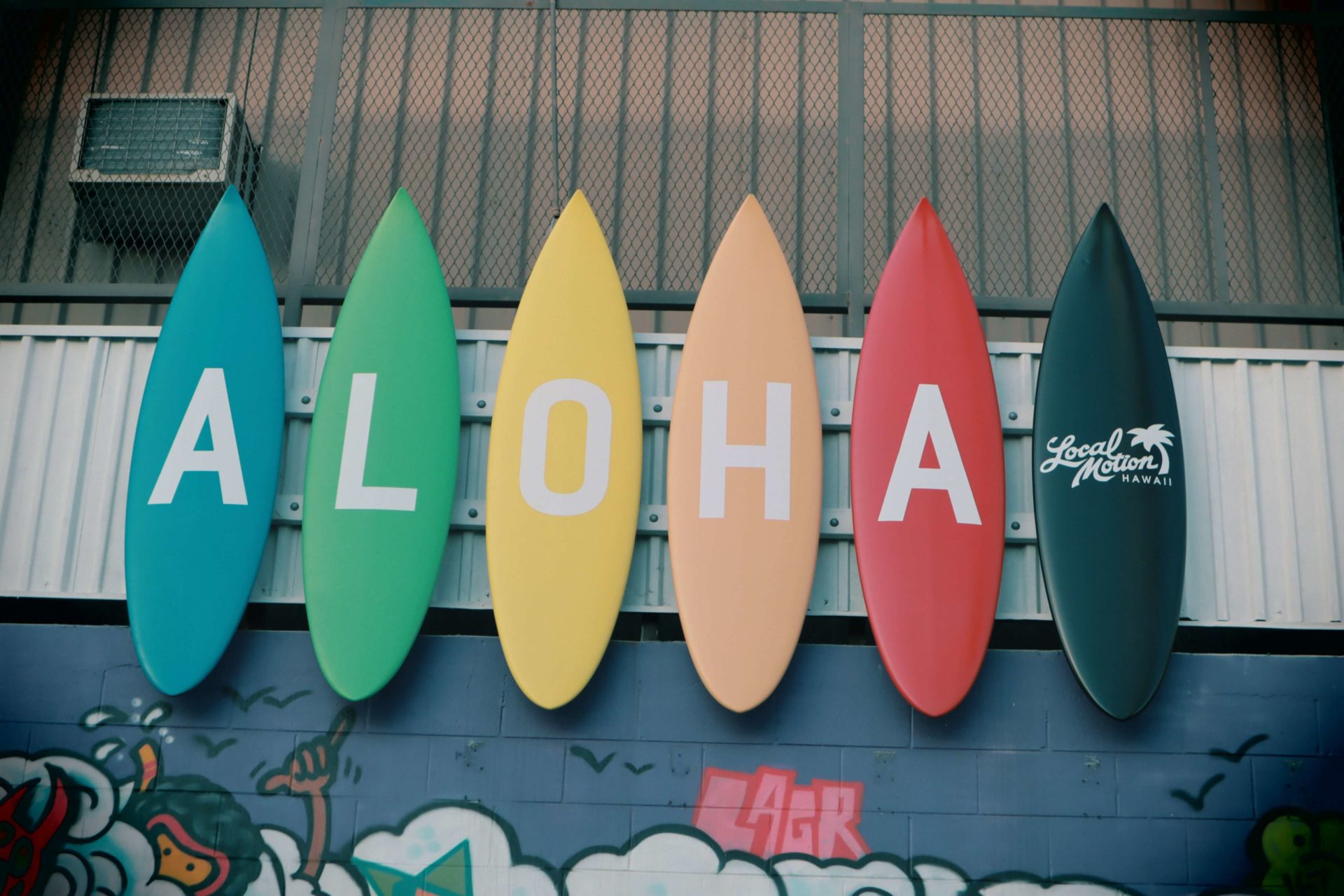 Surfboards Spelling Out Aloha